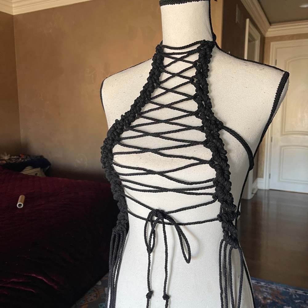 Handmade Macramé Corset Top - Picture 6 of 11